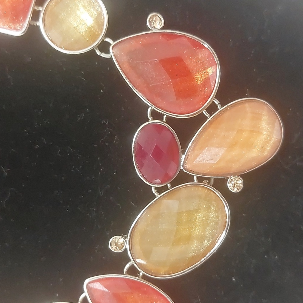 Premier Designs Poppy Multi Color Silvertone Statement Necklace - Picture 4 of 16